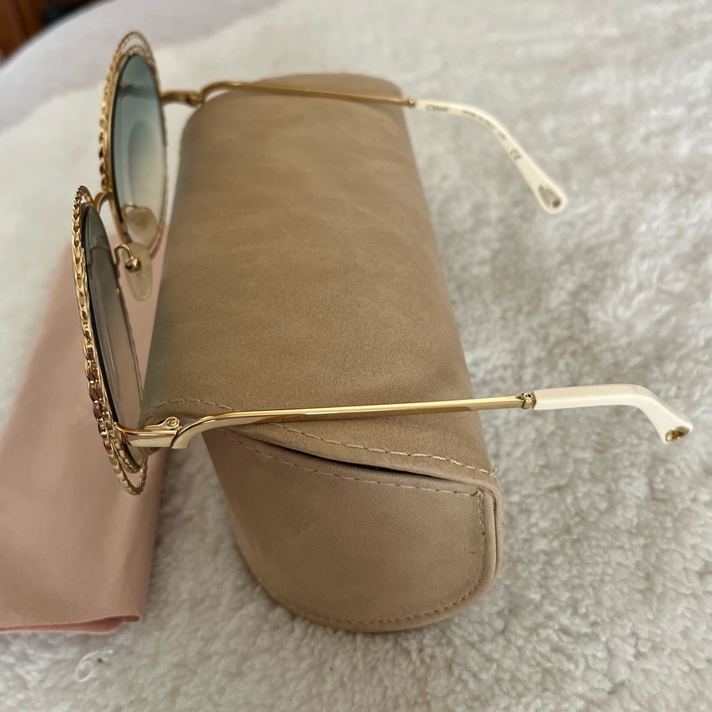 NWOT CHLOE CARILINA CHAIN CE114SC 58mm Round Sunglasses Made in Italy - Picture 4 of 5
